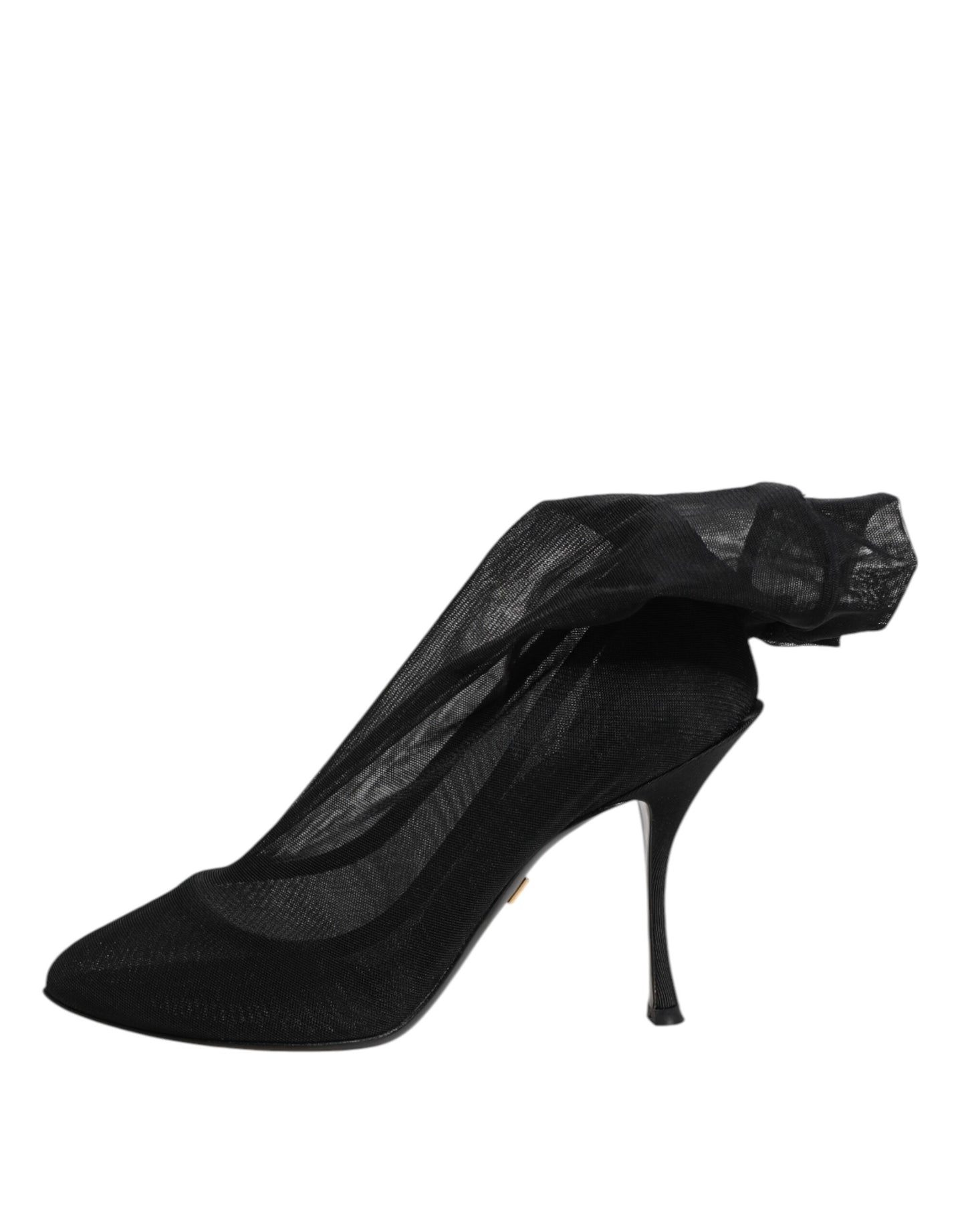 Dolce & Gabbana Black Silk Stretch Mesh Sock Boots Shoes