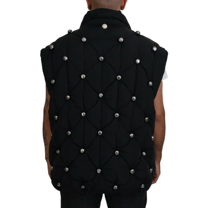 Dolce & Gabbana Black Sleeveless DG Metal Embellishment Jacket