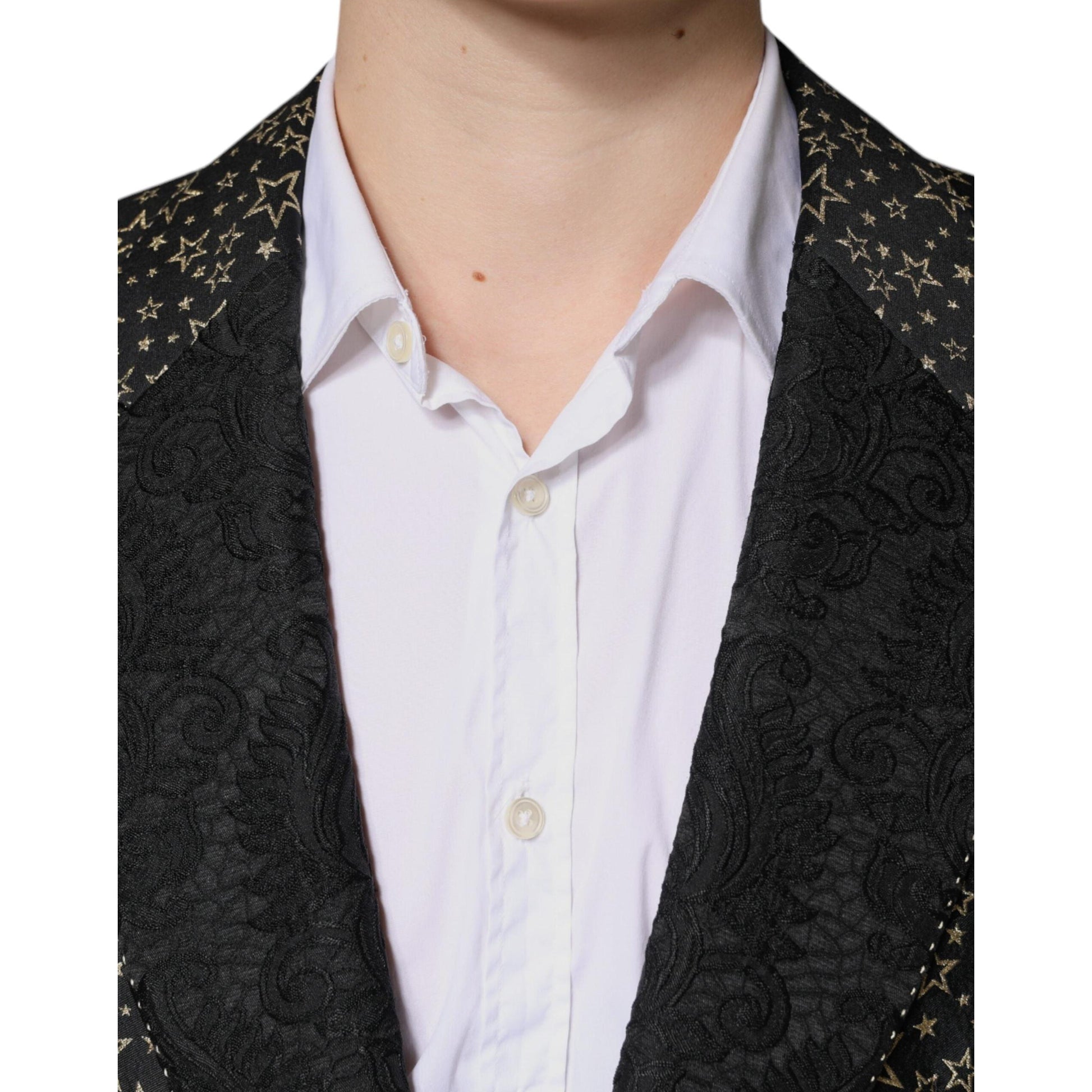 Dolce & Gabbana Black Stars Jacquard SICILIA 2 Piece Suit