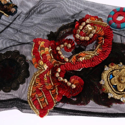 Dolce & Gabbana Black Stretch Carretto Crystal Socks