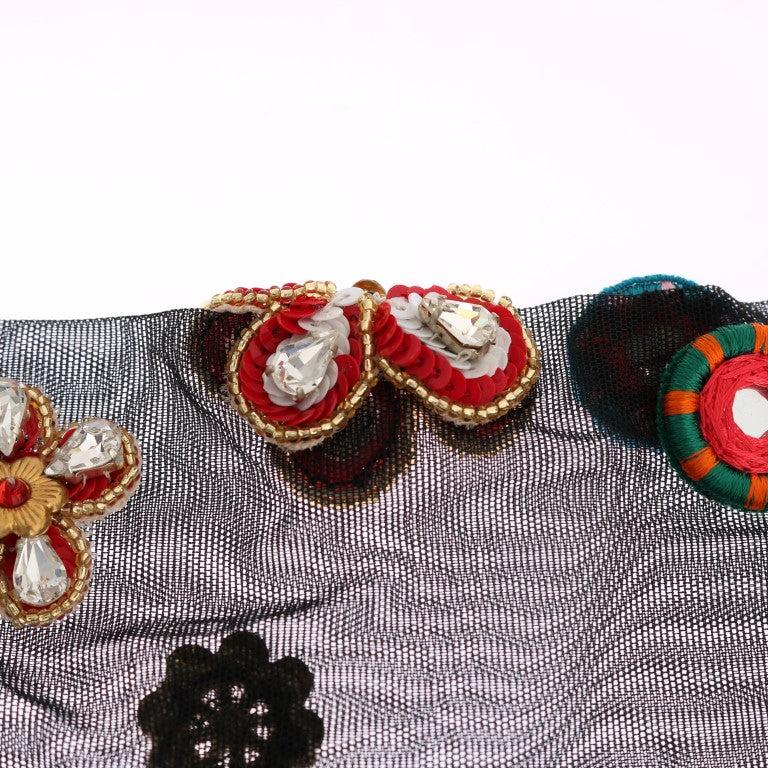 Dolce & Gabbana Black Stretch Carretto Crystal Socks