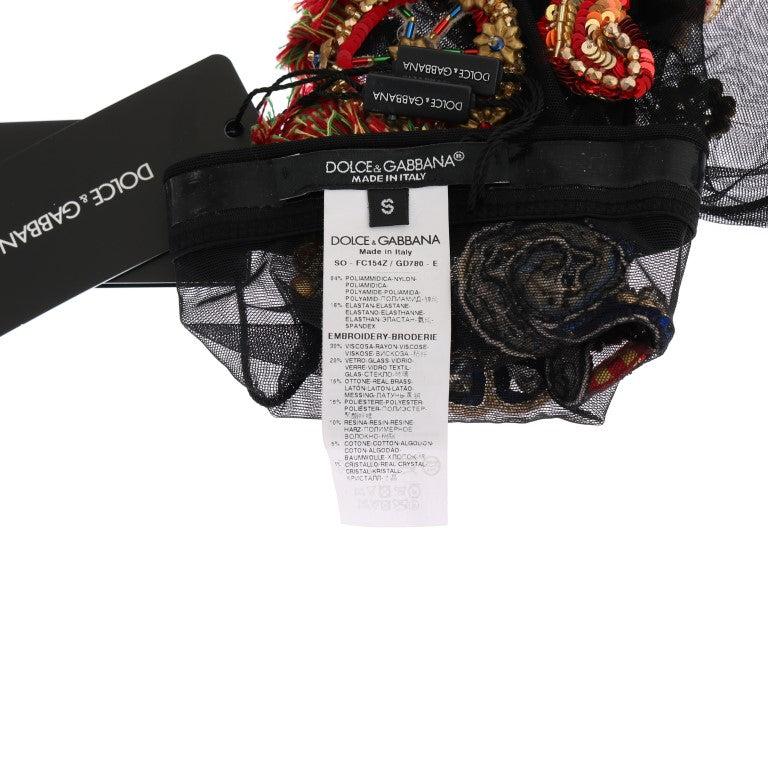 Dolce & Gabbana Black Stretch Carretto Crystal Socks