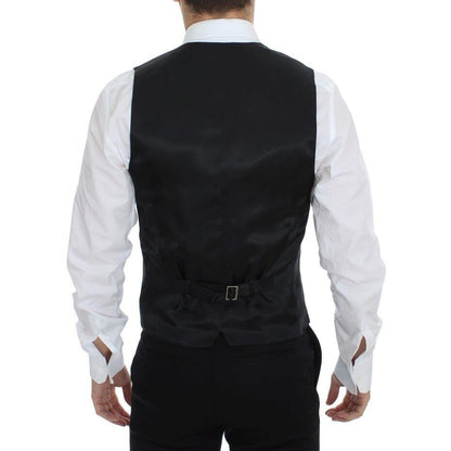 Dolce & Gabbana Black Striped Wool Silk Dress Vest Gilet