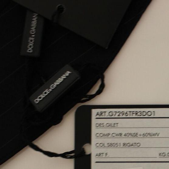 Dolce & Gabbana Black Striped Wool Silk Dress Vest Gilet