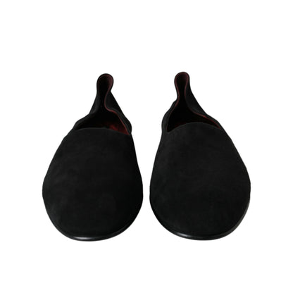 Dolce & Gabbana Black Suede Loafers Formal Dress Slip On Shoes