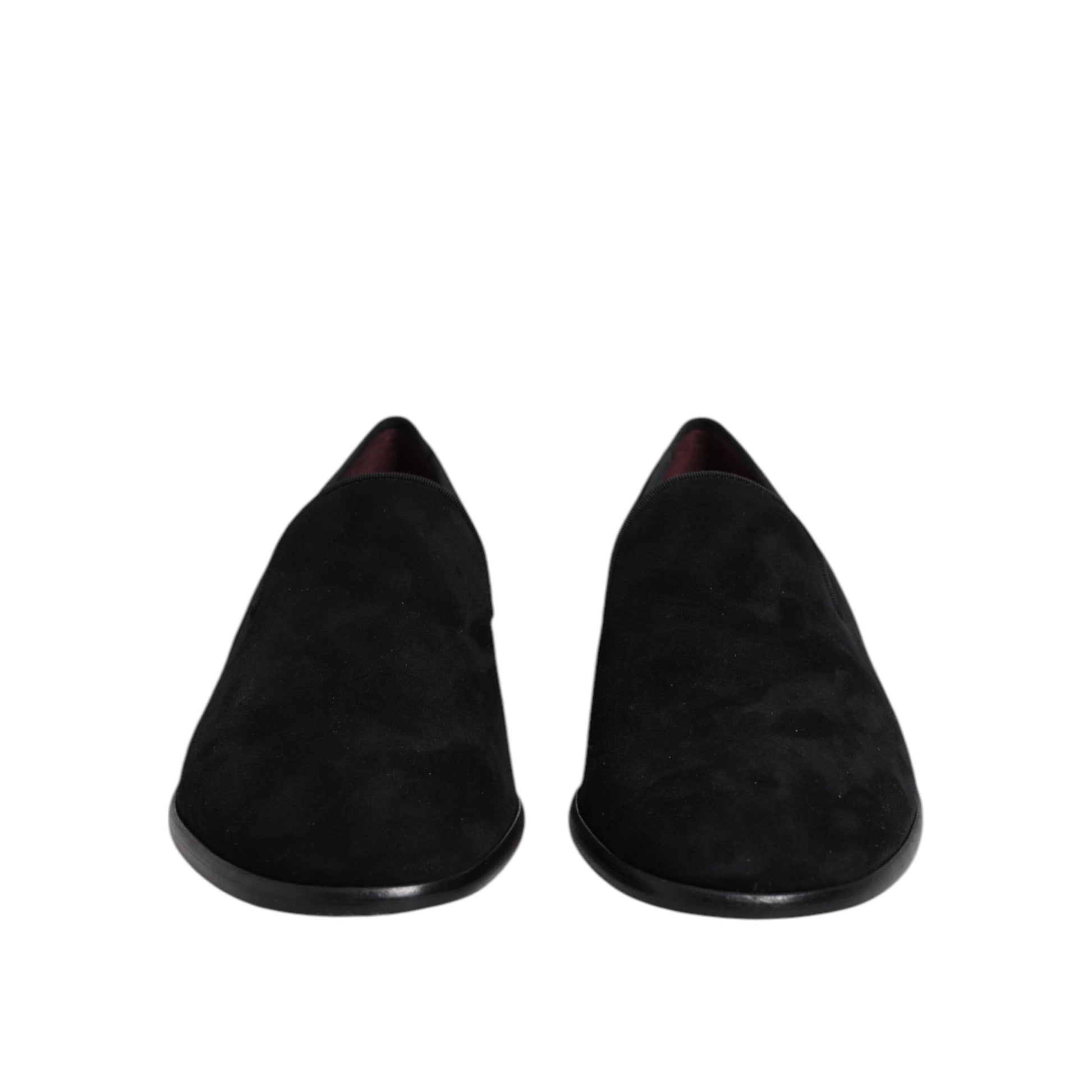 Dolce & Gabbana Black Suede Slip On Loafers Formal Shoes