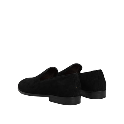 Dolce & Gabbana Black Suede Slip On Loafers Formal Shoes