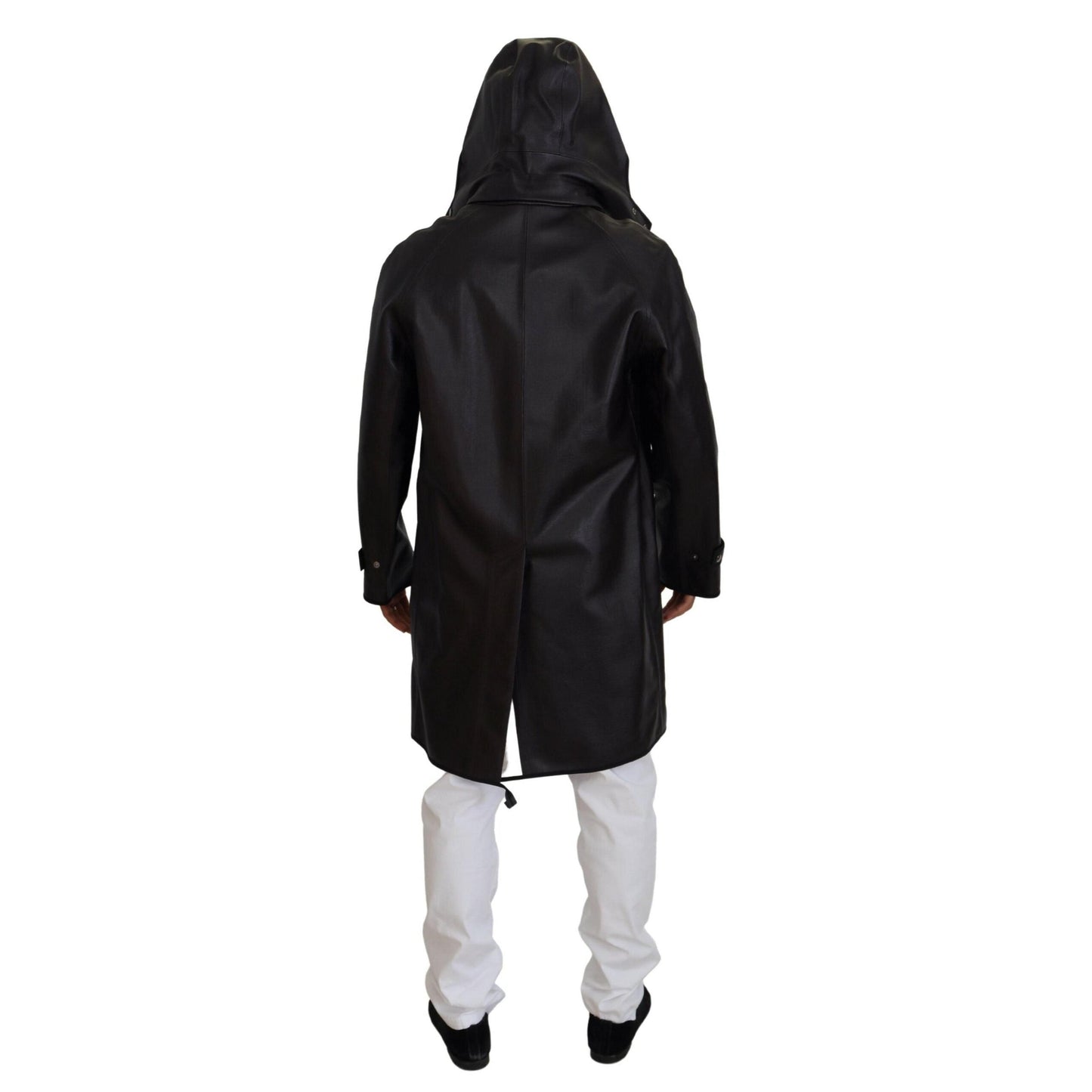 Dolce & Gabbana Black Trench Hooded Parka Cotton Jacket