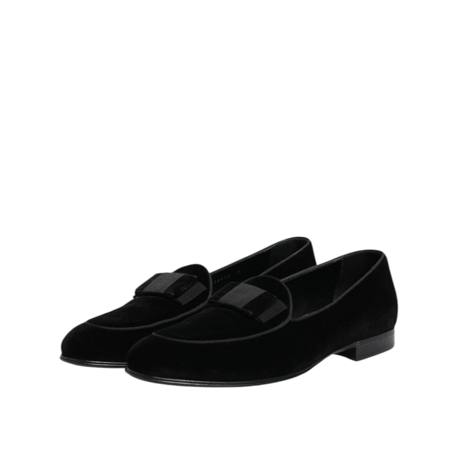 Dolce & Gabbana Black Velvet Loafers Formal Men Dress Shoes