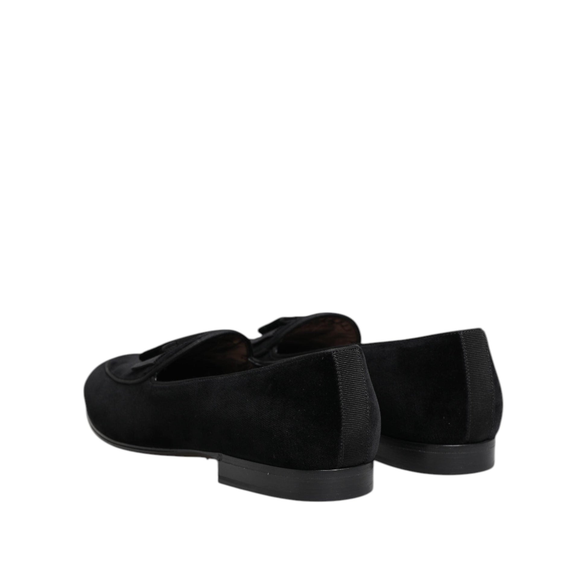 Dolce & Gabbana Black Velvet Loafers Formal Men Dress Shoes