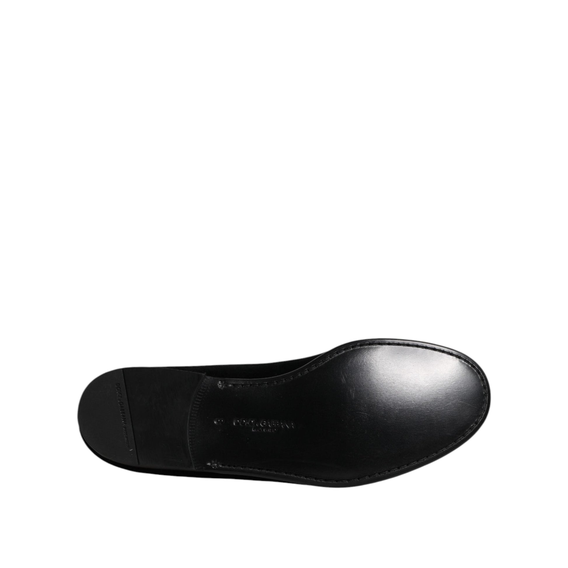 Dolce & Gabbana Black Velvet Slip On Loafers Formal Shoes