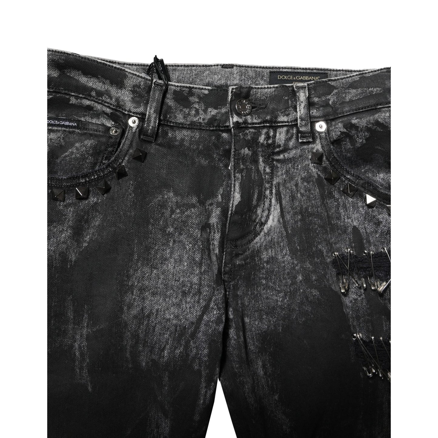 Dolce & Gabbana Black Washed Embellished Skinny Denim Jeans