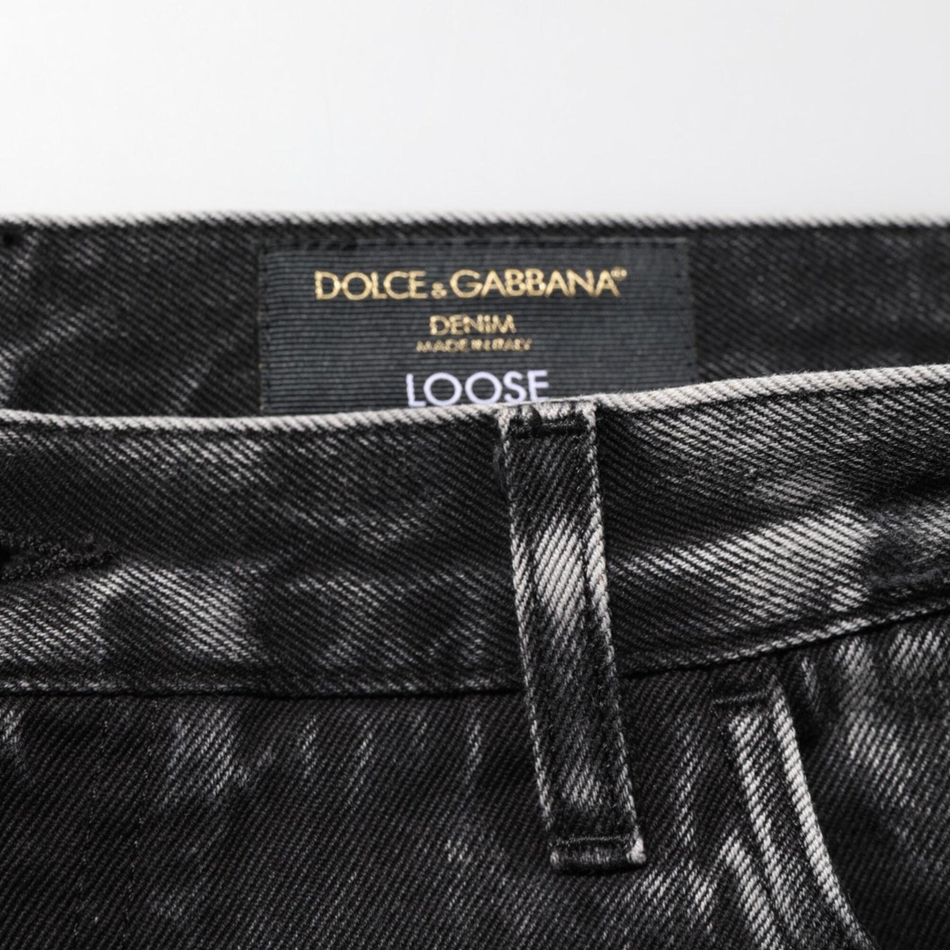 Dolce & Gabbana Black Washed Ripped Loose Cotton Denim Jeans