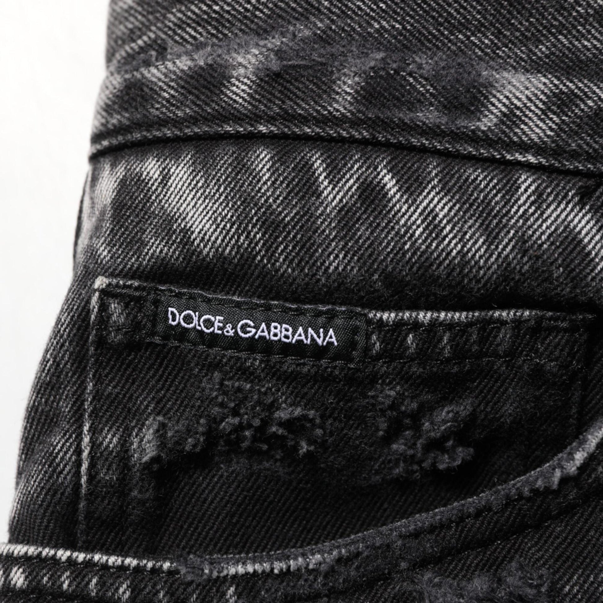 Dolce & Gabbana Black Washed Ripped Loose Cotton Denim Jeans