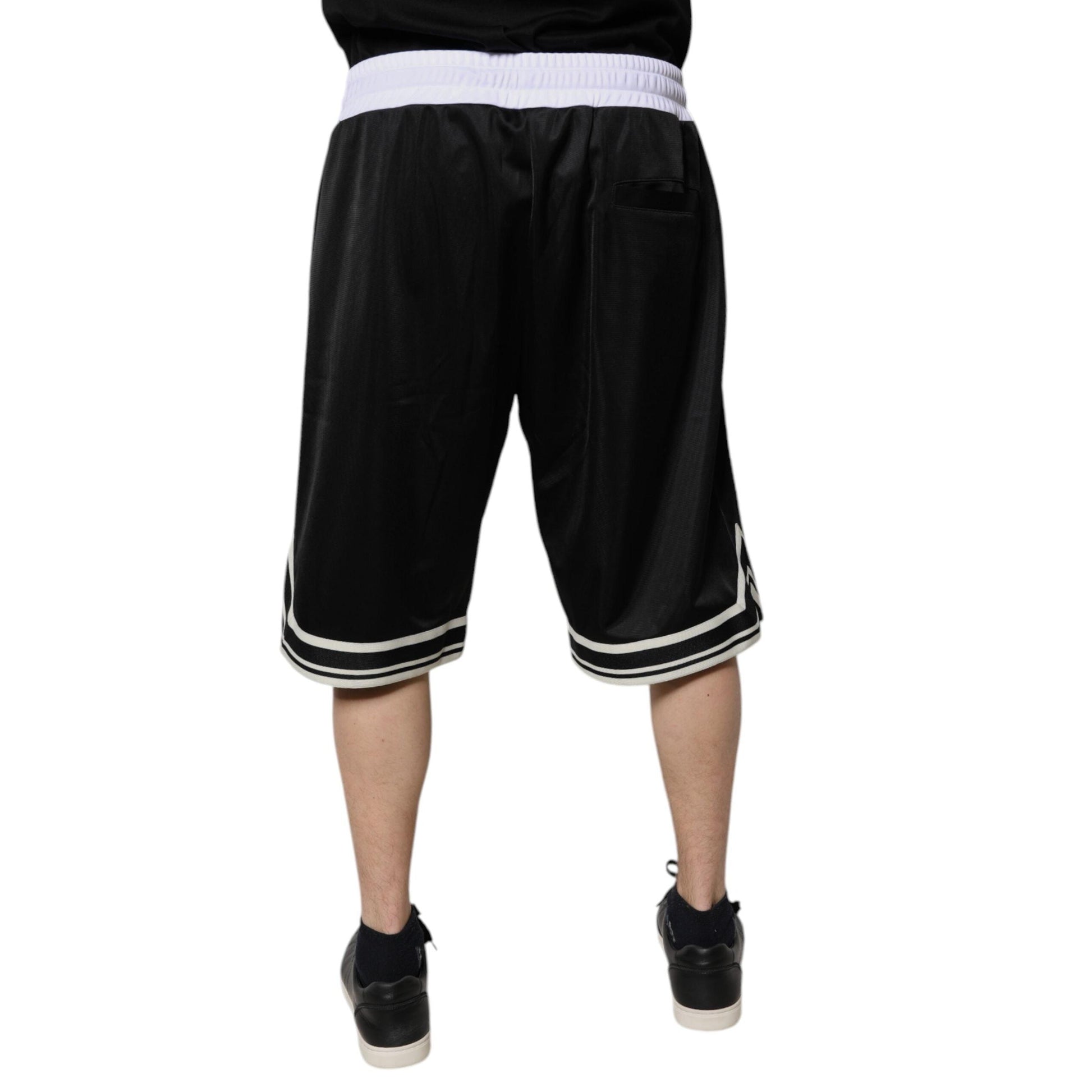 Dolce & Gabbana Black White Men Bermuda Sweatshorts Shorts