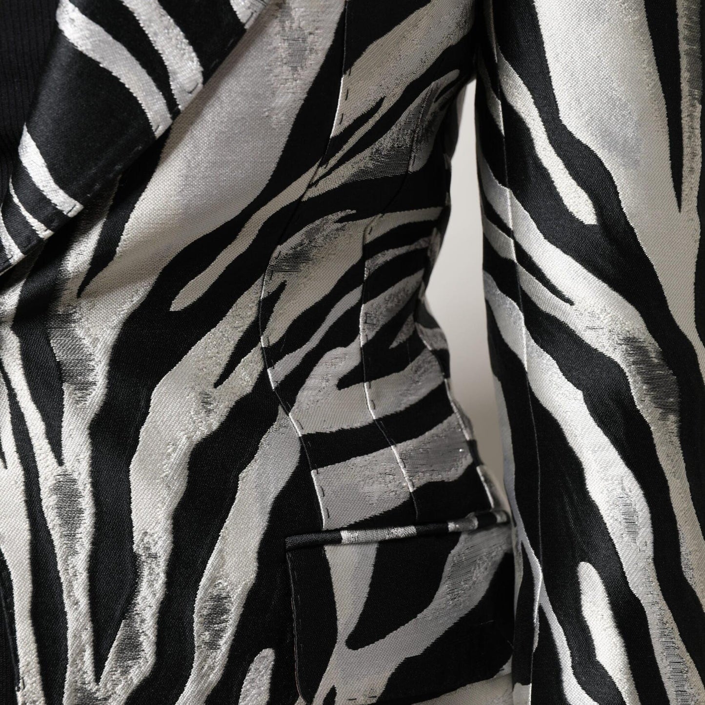 Dolce & Gabbana Black White Polyester Women Blazer Jacket