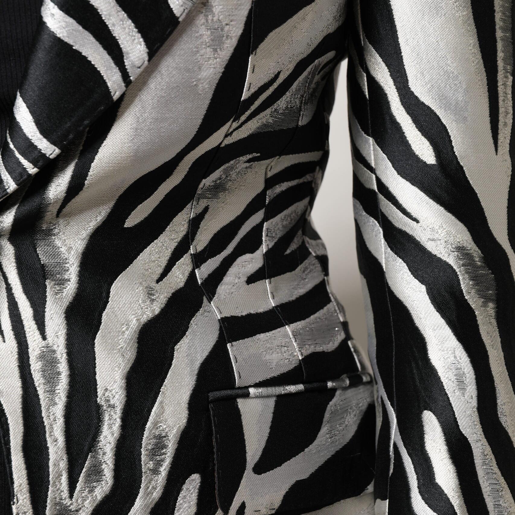 Dolce & Gabbana Black White Polyester Women Blazer Jacket