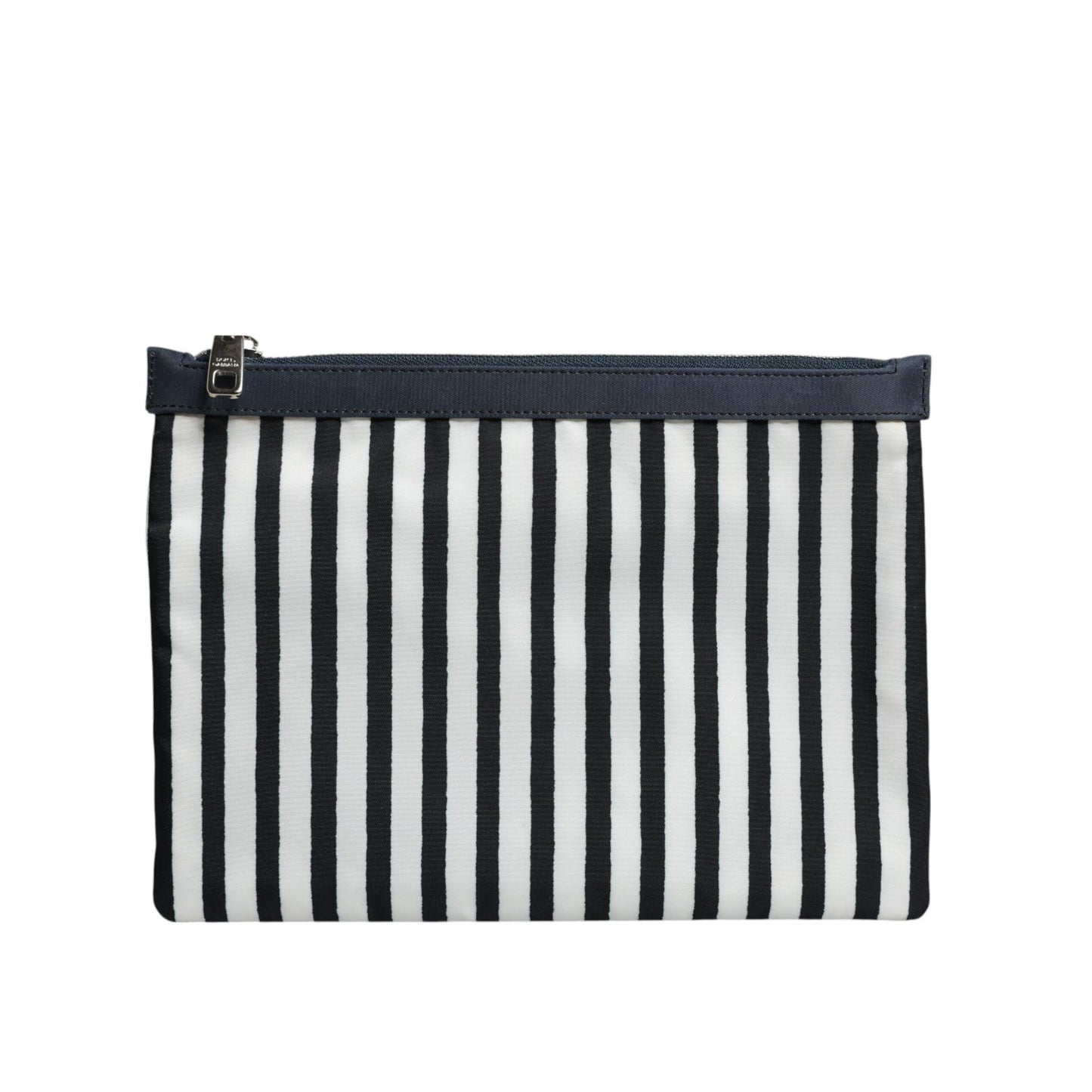 Dolce & Gabbana Black White Striped Logo Plaque Clutch Borse Pouch Bag