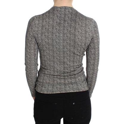 Dolce & Gabbana Black White Wool Top Cardigan Sweater