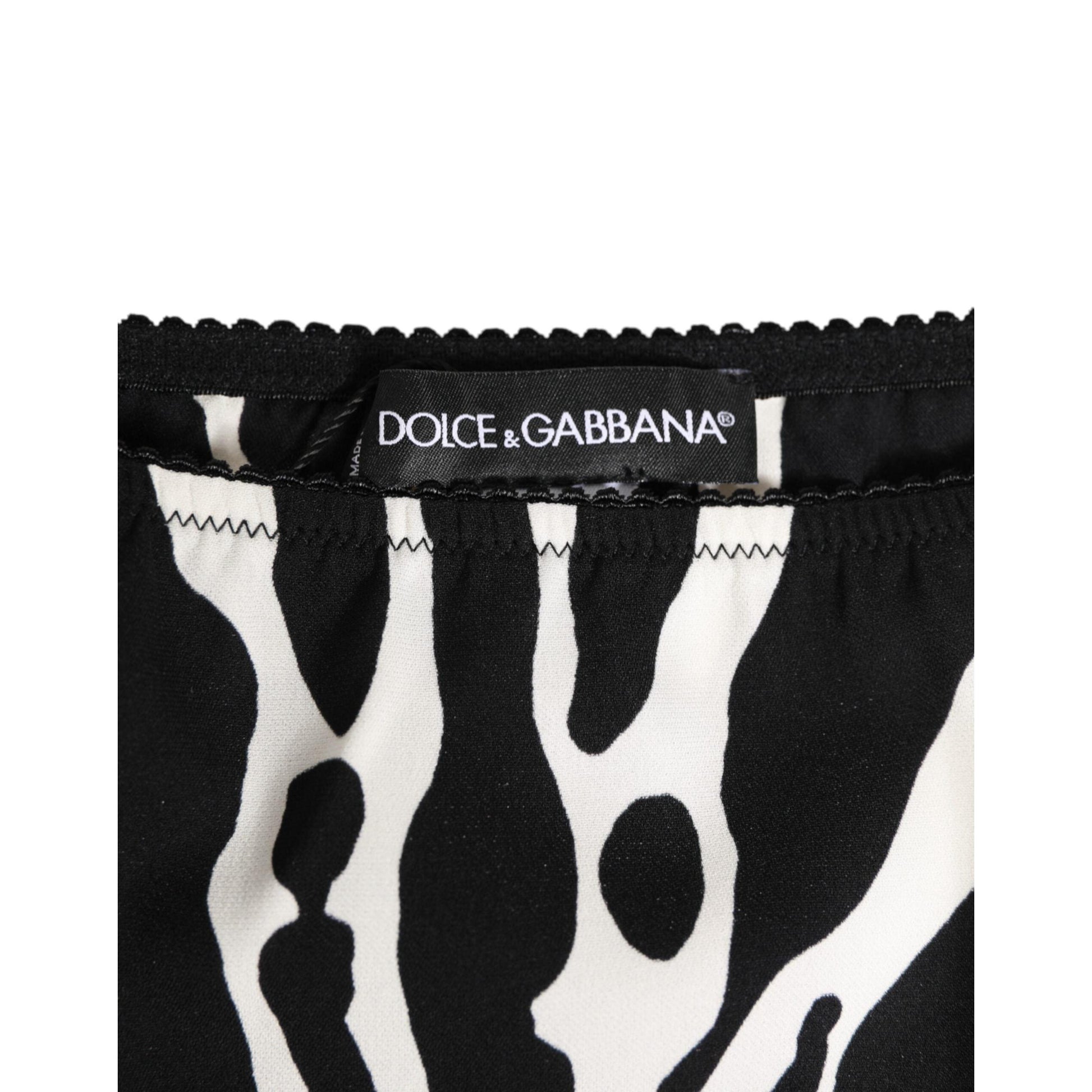 Dolce & Gabbana Black White Zebra Print Slip Briefs Underwear
