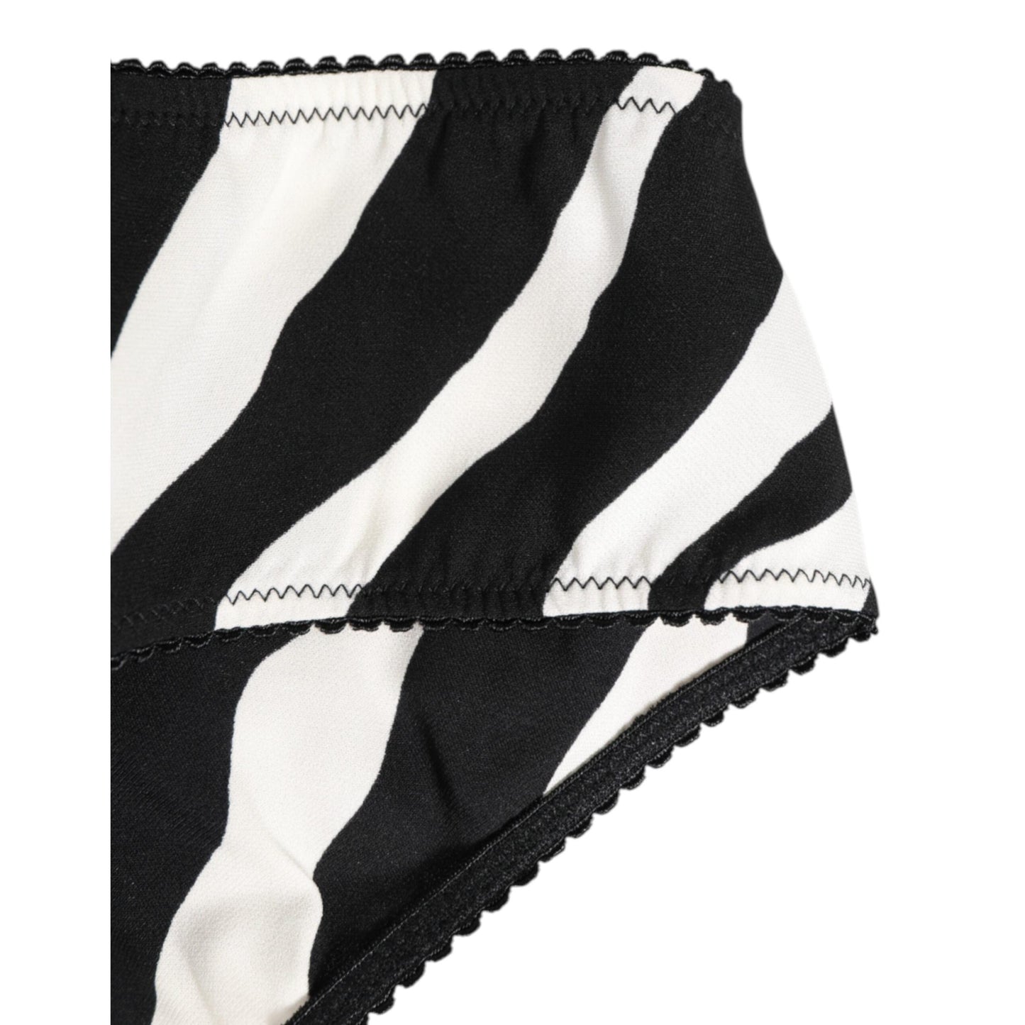 Dolce & Gabbana Black White Zebra Print Slip Briefs Underwear