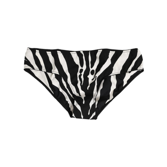 Dolce & Gabbana Black White Zebra Print Slip Briefs Underwear