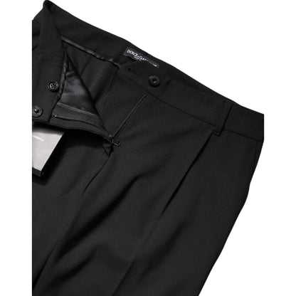 Dolce & Gabbana Black Wool High Waist Boot Cut Dress Pants