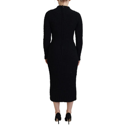 Dolce & Gabbana Black Wool Knitted Sheath Sweater Dress