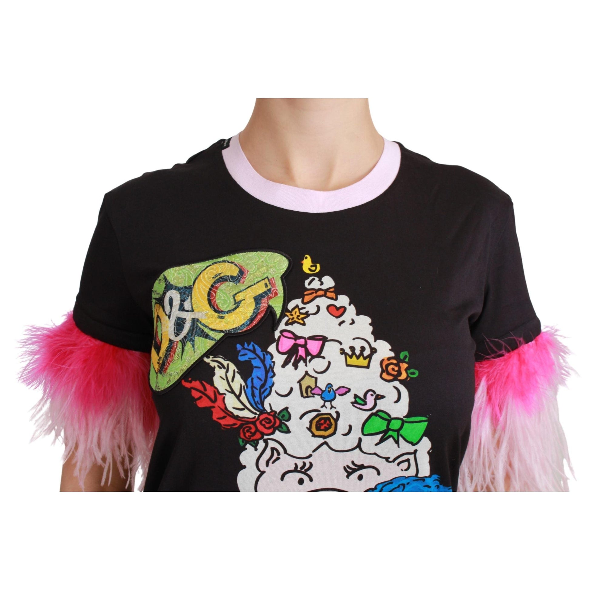 Dolce & Gabbana Black YEAR OF THE PIG Top Cotton T-shirt