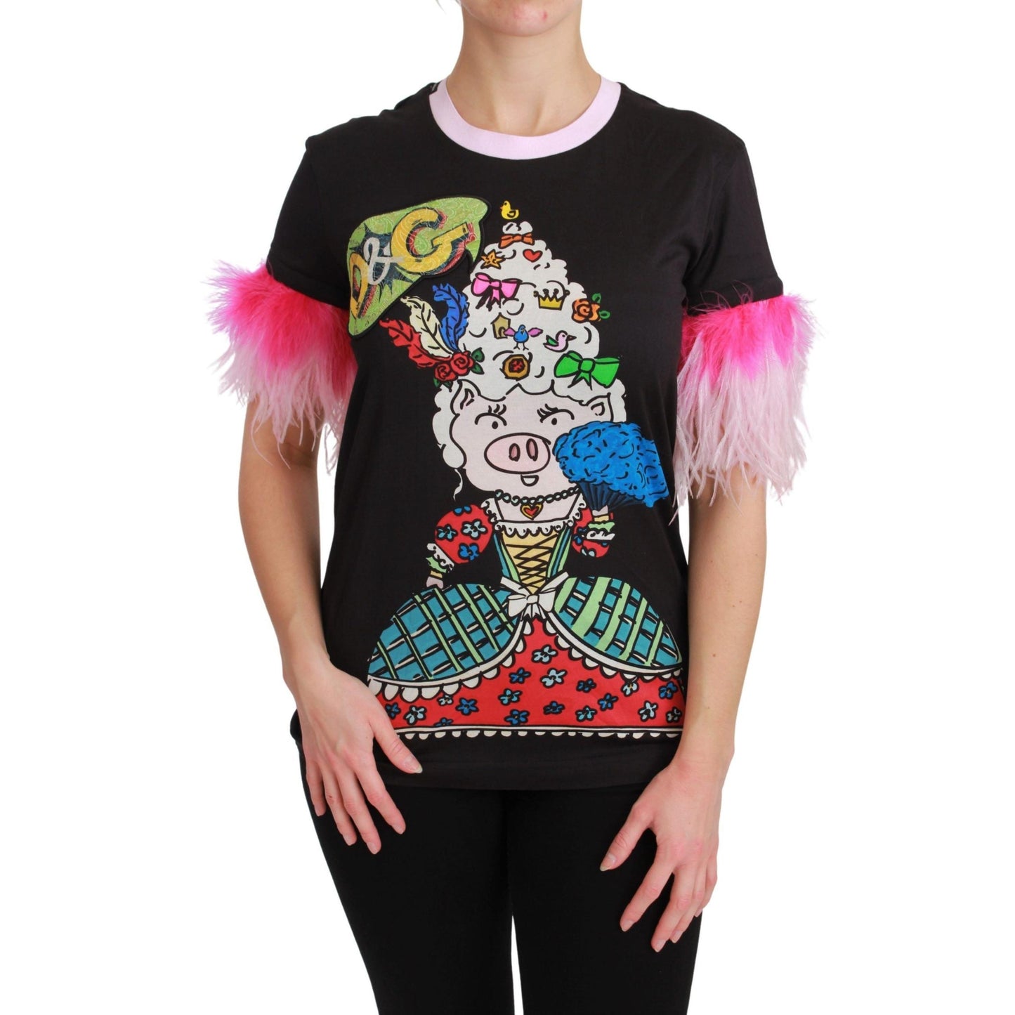 Dolce & Gabbana Black YEAR OF THE PIG Top Cotton T-shirt