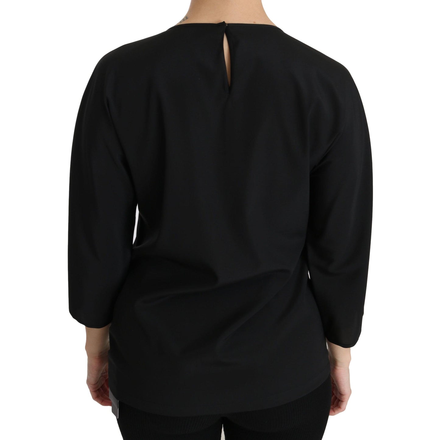 Dolce & Gabbana Black #dgfamily Top T-shirt Silk Blouse