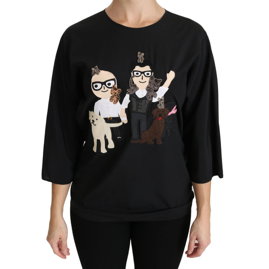 Dolce & Gabbana Black #dgfamily Top T-shirt Silk Blouse