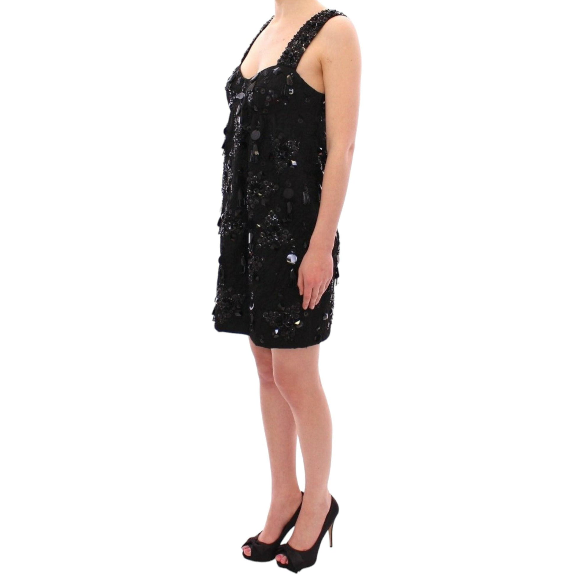 Dolce & Gabbana Black floral crystal embedded dress