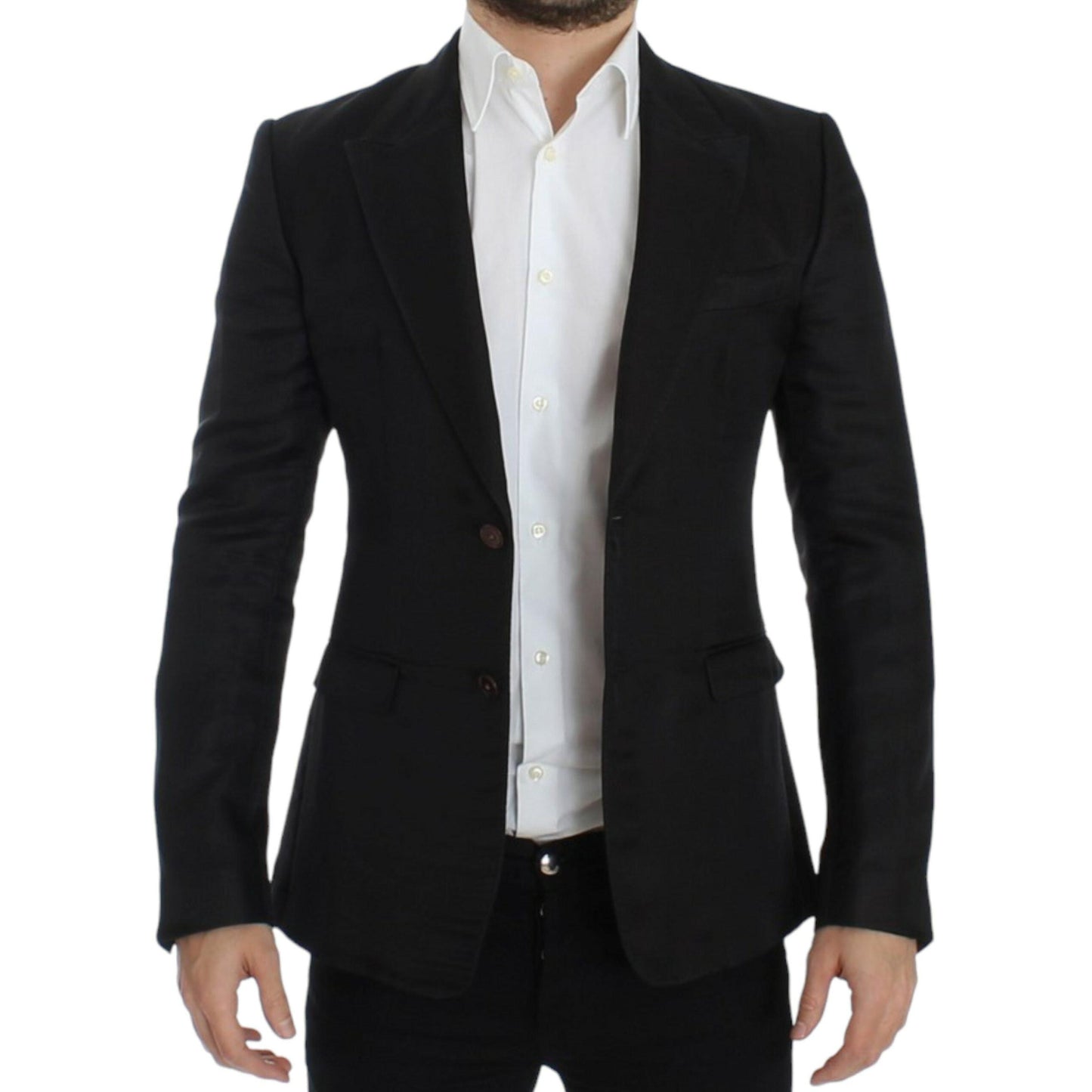 Dolce & Gabbana Black silk slim fit blazer