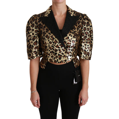 Dolce & Gabbana Blazer Gold Leopard Sequined Jacket