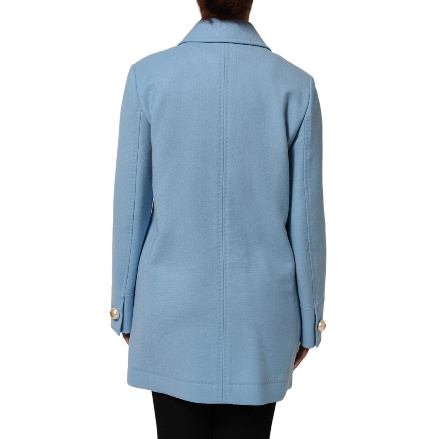 Dolce & Gabbana Blue Buttoned Down Trench Coat Jacket
