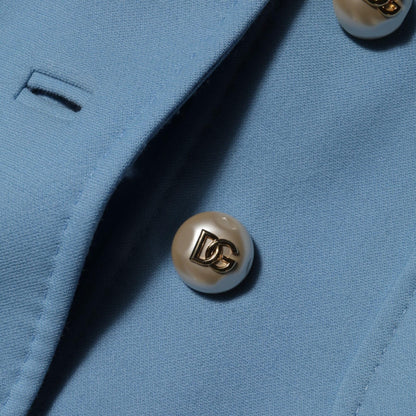 Dolce & Gabbana Blue Buttoned Down Trench Coat Jacket