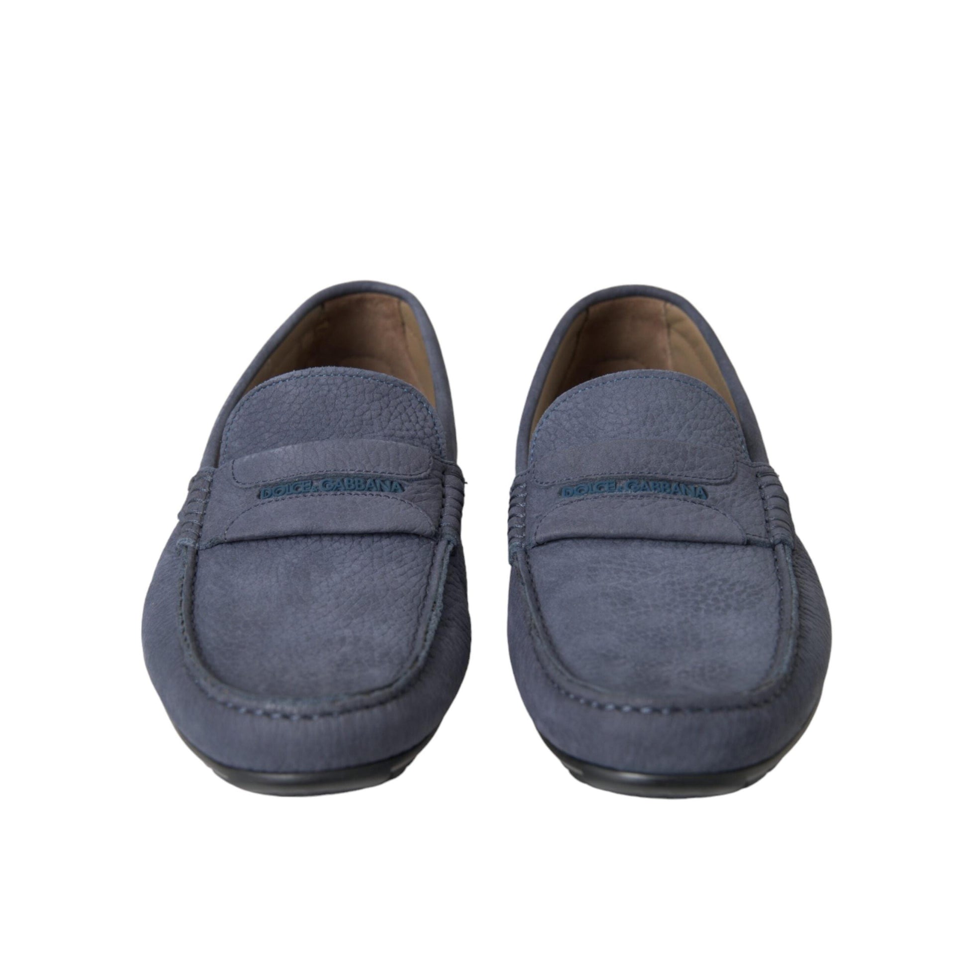 Dolce & Gabbana Blue Calf Leather Slip On Moccasin Shoes