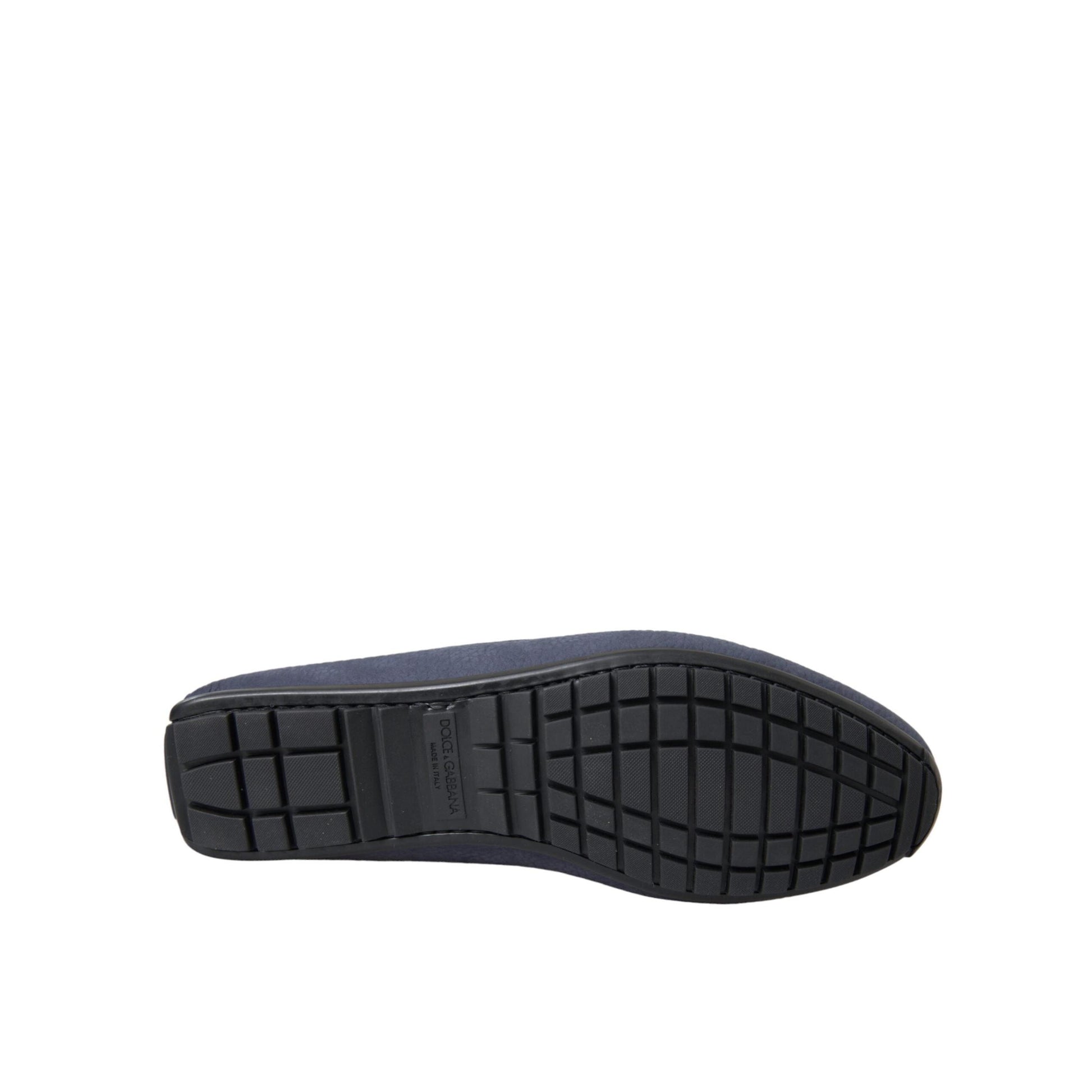 Dolce & Gabbana Blue Calf Leather Slip On Moccasin Shoes