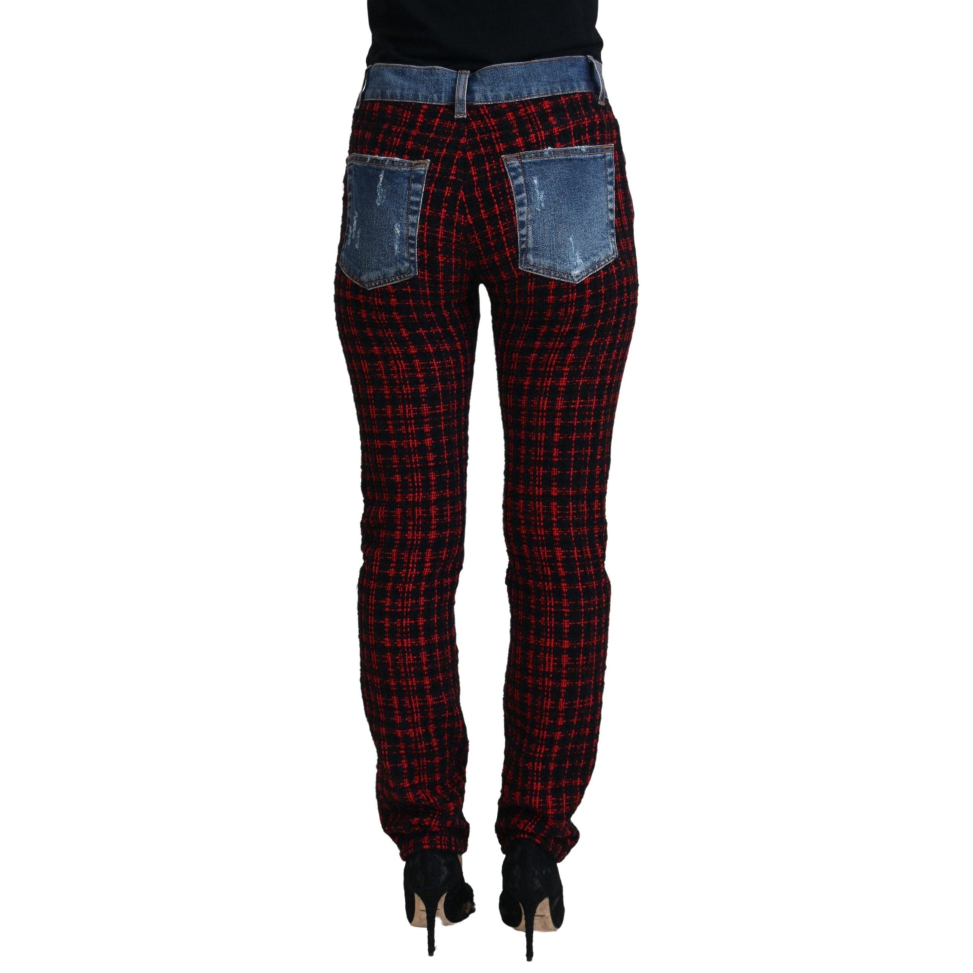 Dolce & Gabbana Blue Checkered Back Skinny Denim Jeans