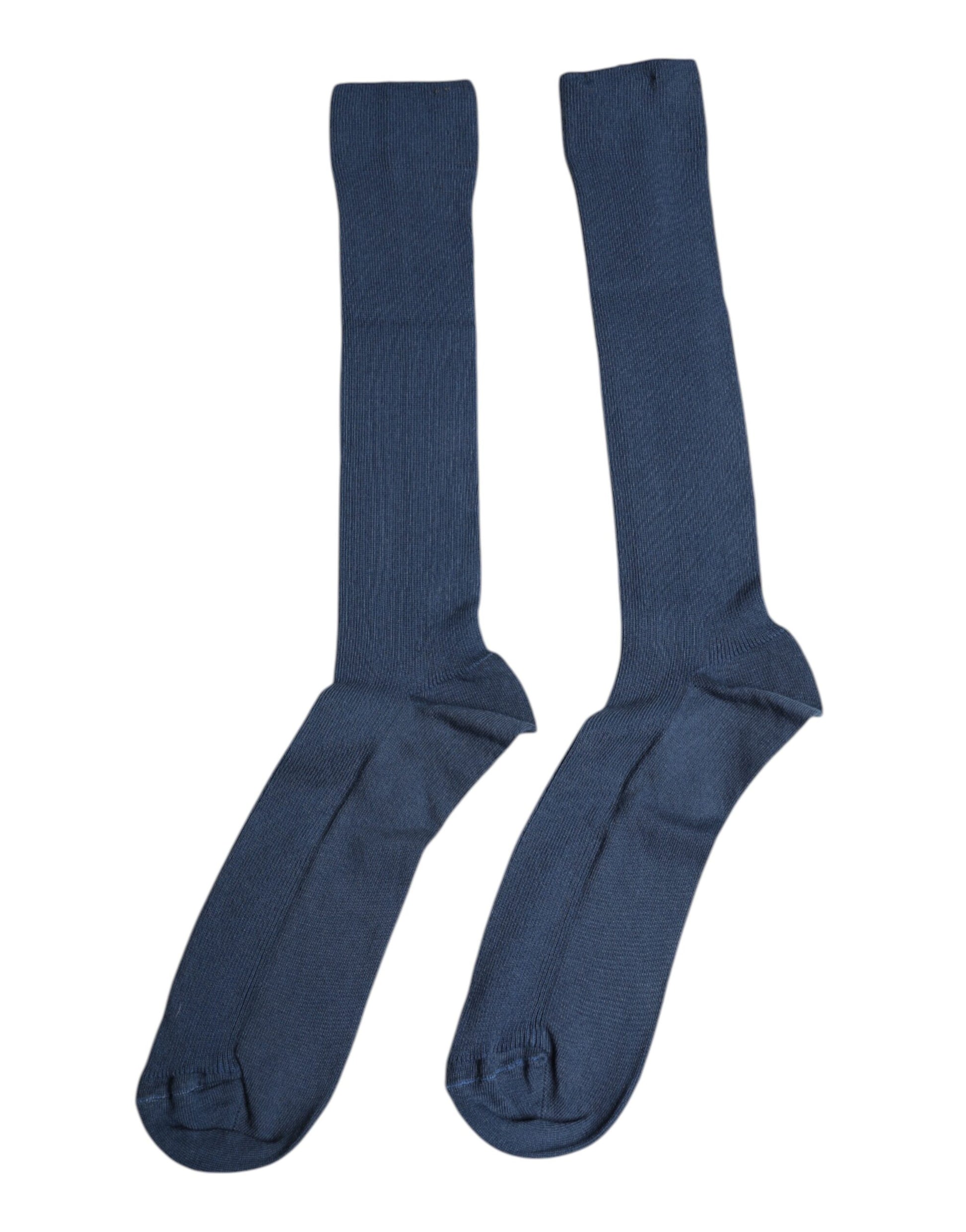 Dolce & Gabbana Blue Cotton DG Logo Over The Calf Socks