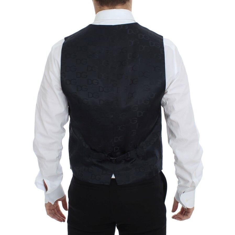 Dolce & Gabbana Blue Cotton Stretch Dress Vest Blazer