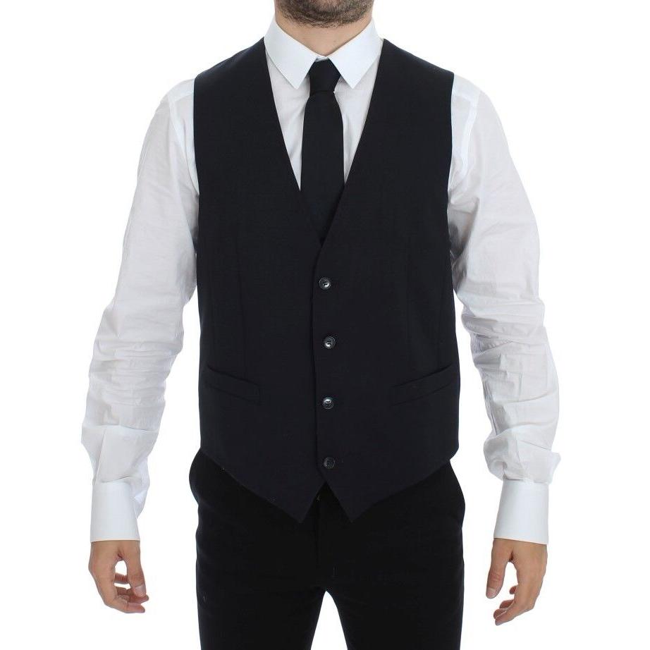 Dolce & Gabbana Blue Cotton Stretch Dress Vest Blazer