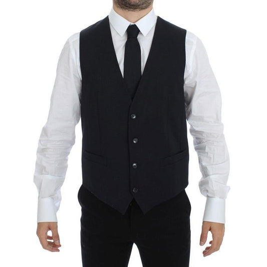 Dolce & Gabbana Blue Cotton Stretch Dress Vest Blazer