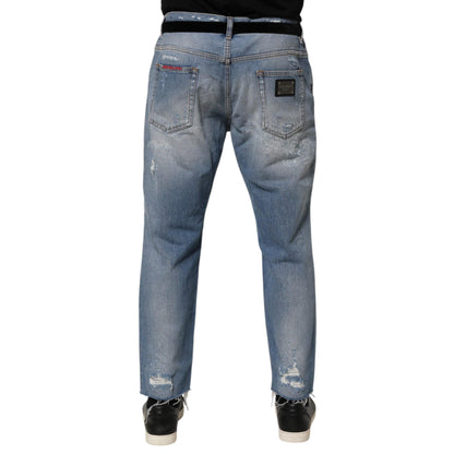 Dolce & Gabbana Blue Distressed Ripped Denim Trouser Jeans