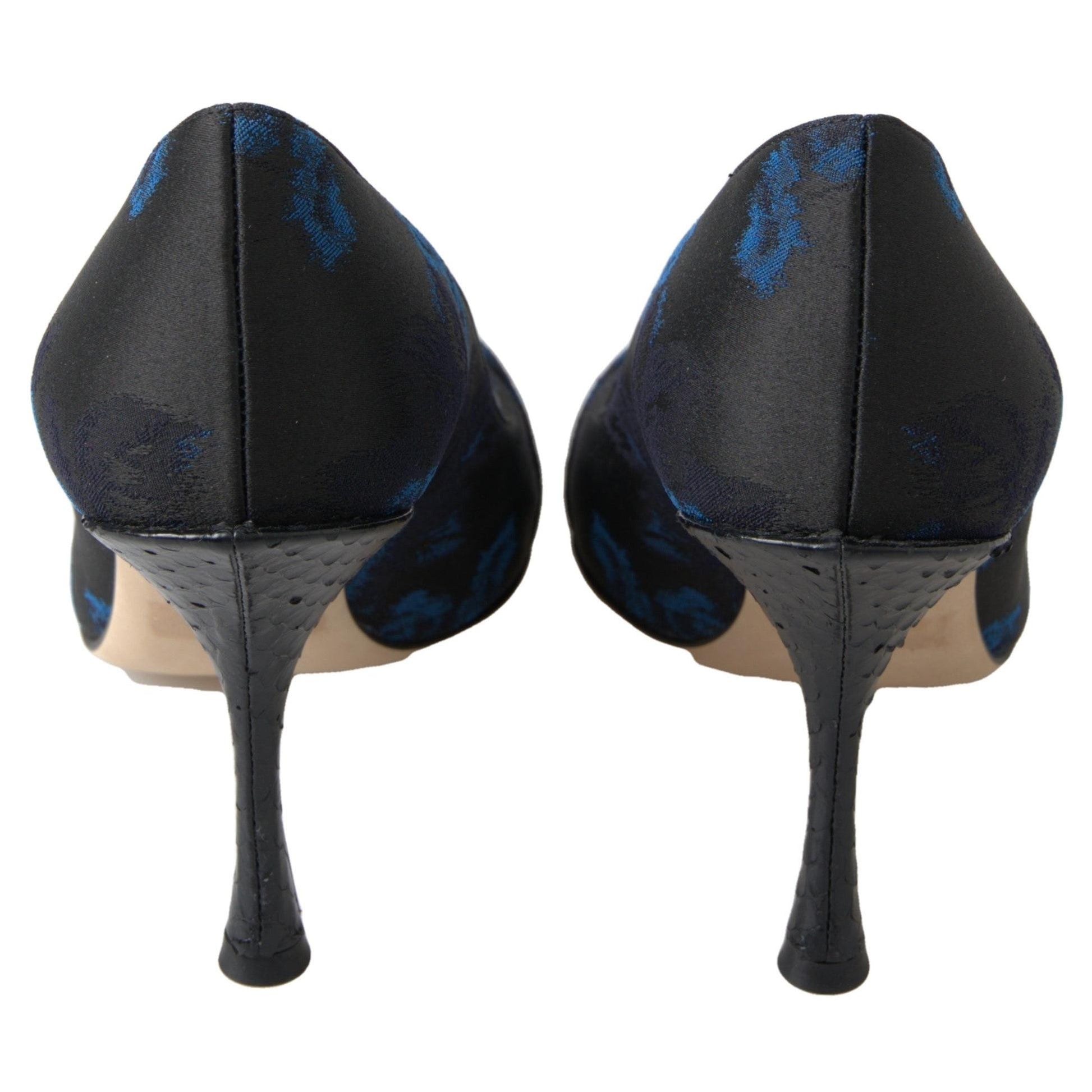 Dolce & Gabbana Blue Floral Ayers Crystal Pumps Shoes