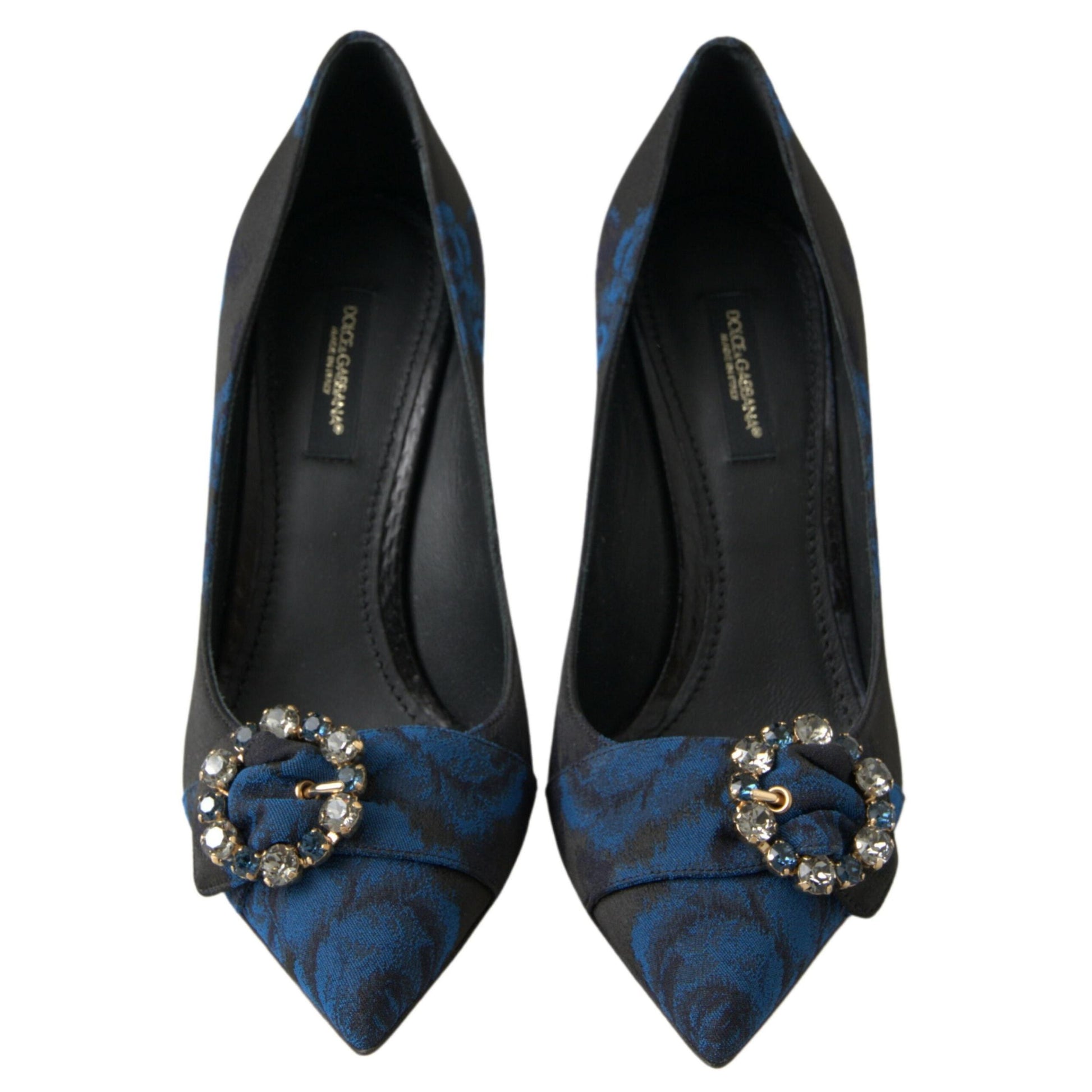 Dolce & Gabbana Blue Floral Ayers Crystal Pumps Shoes