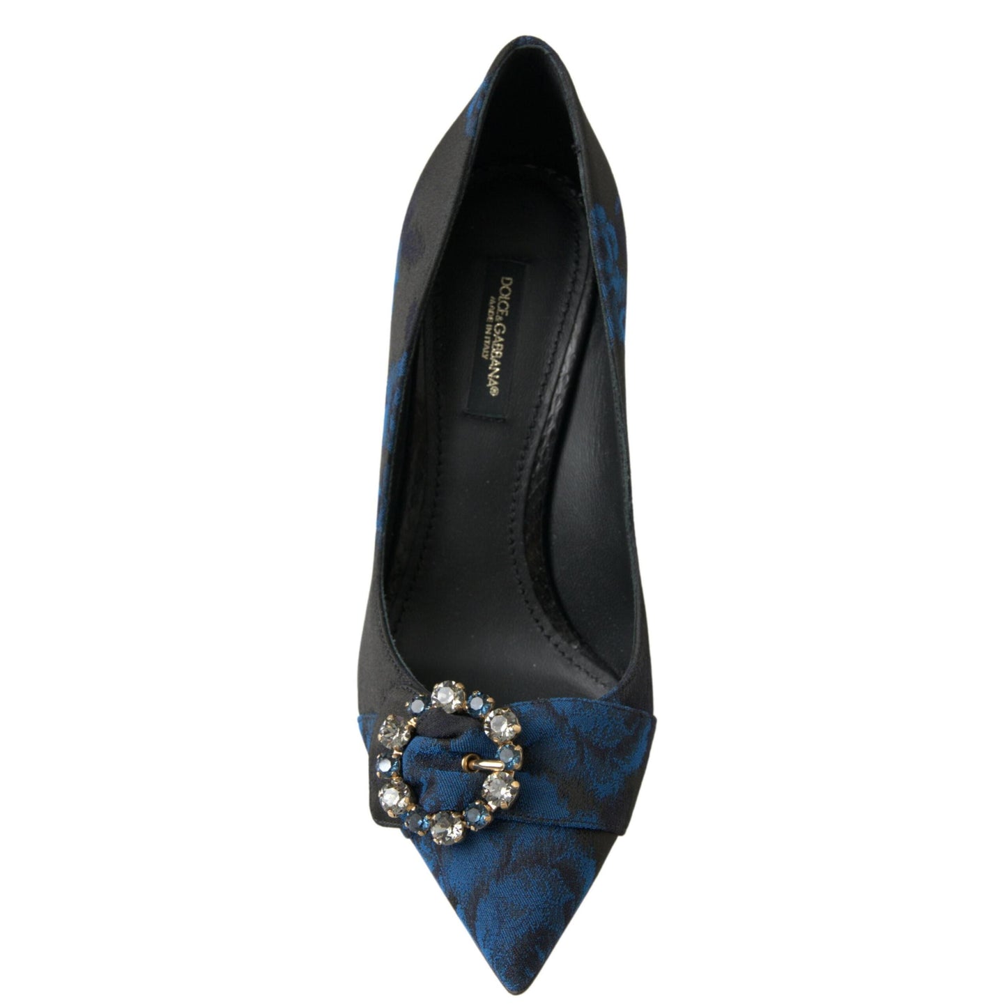Dolce & Gabbana Blue Floral Ayers Crystal Pumps Shoes