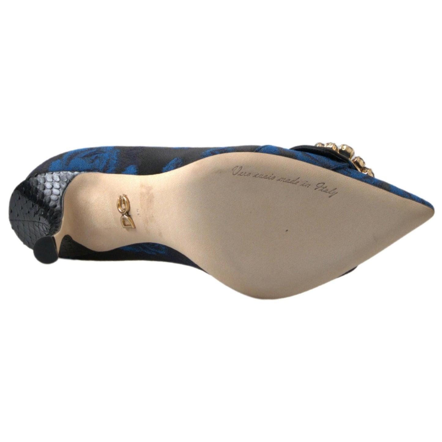 Dolce & Gabbana Blue Floral Ayers Crystal Pumps Shoes