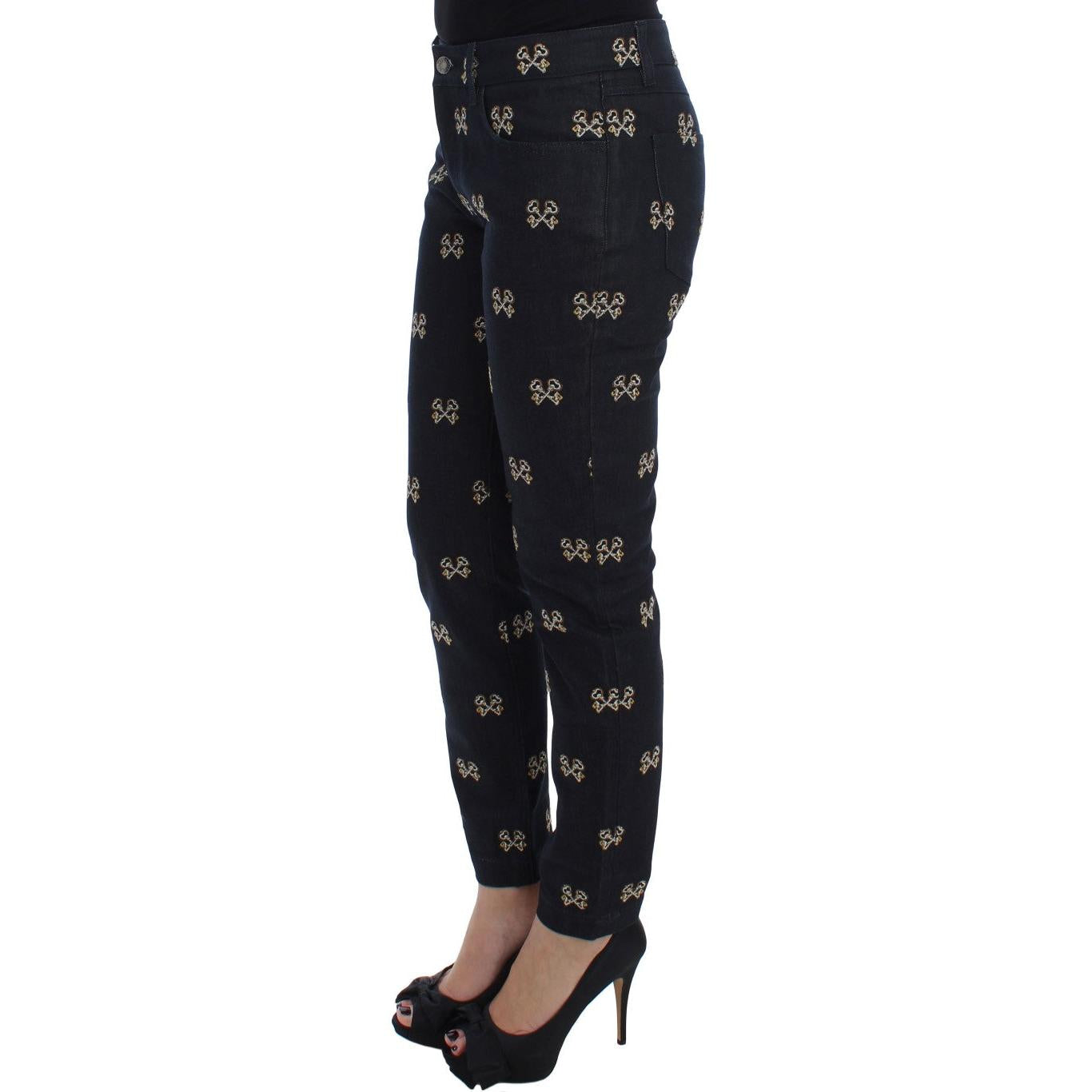 Dolce & Gabbana Blue Key Embroidered Slim Fit KATE Jeans